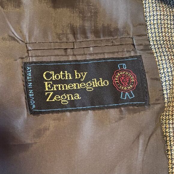 Ermenegildo Zegna Brown Wool Tweed Checked Sport Coat Jacket Men's Size 46R VTG - Picture 5 of 10